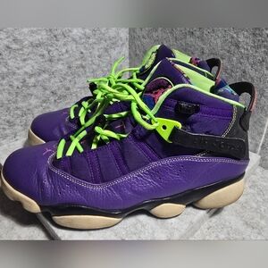 The shoes in the image are the Jordan 6 Rings "Bel Air" sneakers